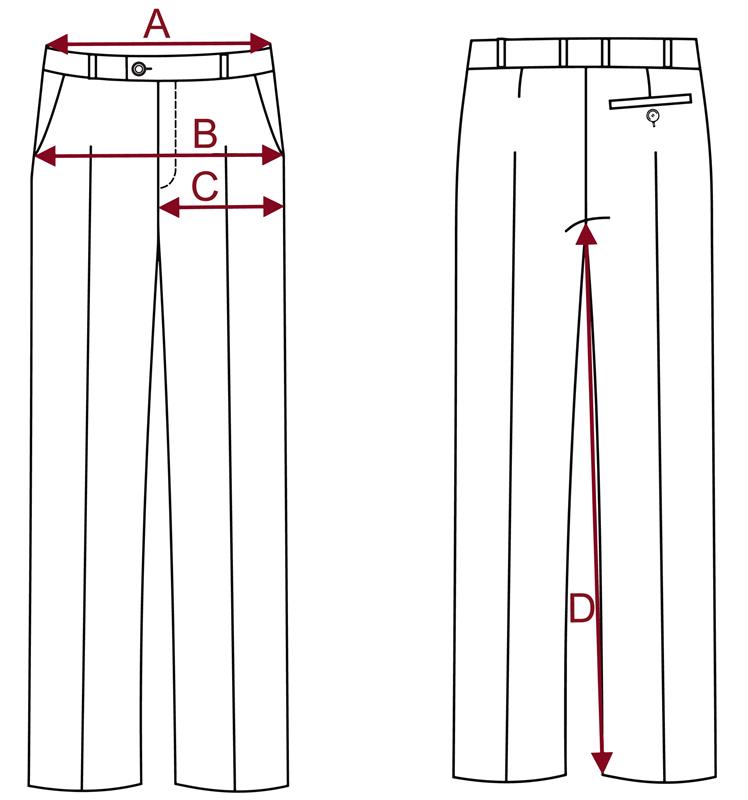 Rozměrová tabulka pánských kalhot STRAIGHT FIT PETRANO, PAULINO AW 22/23