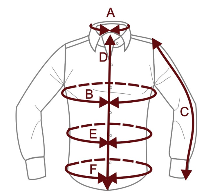 Rozměrová tabulka pánských košil SLIM SS 2025