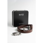 Pánský opasek BANDI AUTOMAT Maron s dvěma sponami v exkluzivním dárkovém boxu