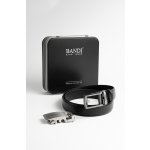 Pánský opasek BANDI AUTOMAT Nero s dvěma sponami v exkluzivním dárkovém boxu