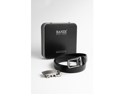 Pánský opasek BANDI AUTOMAT Nero s dvěma sponami v exkluzivním dárkovém boxu