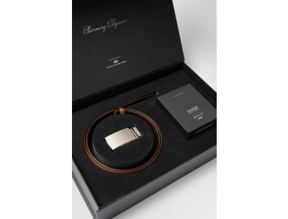 Luxusní dárková kazeta – Parfemová voda BANDI Aprimé For Men a opasek AUTOMAT 81 Maron