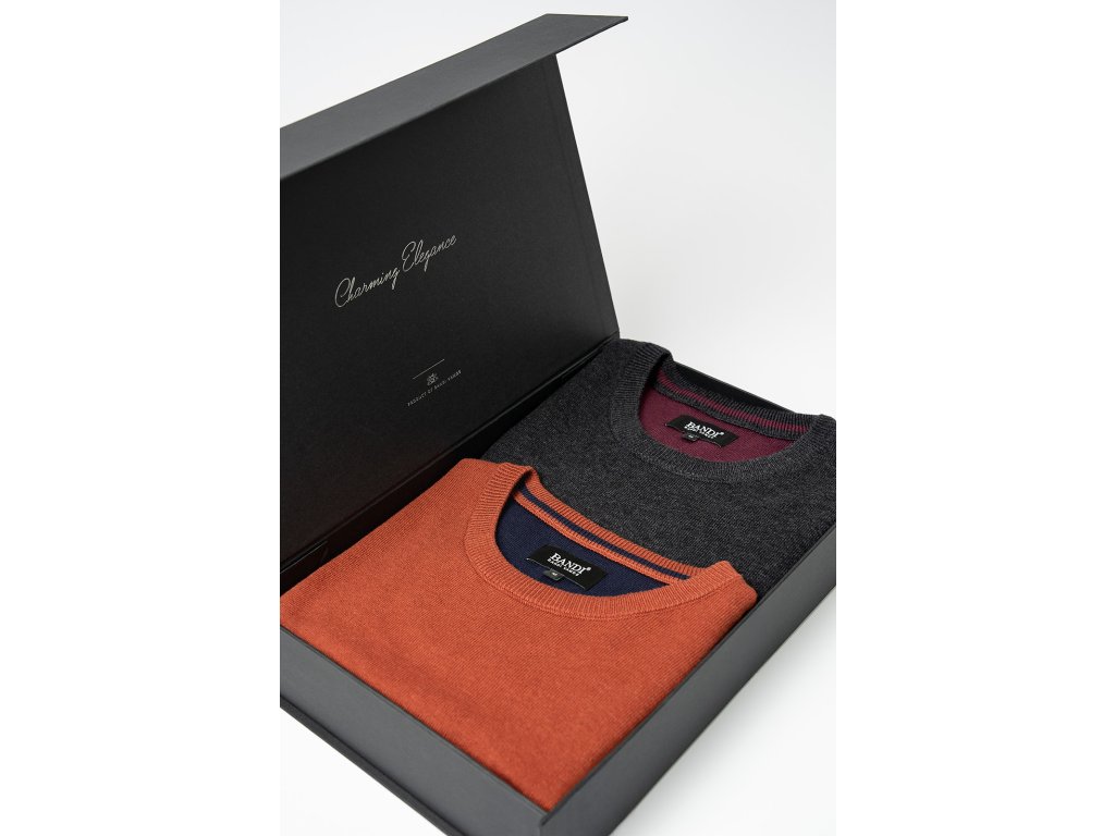 Set pánských svetrů AUGUSTIO Antracit a Siena, 2 ks v dárkovém boxu