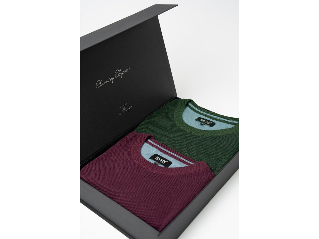 Set pánských svetrů EDGARO Emerald a Marsala, 2 ks v dárkovém boxu
