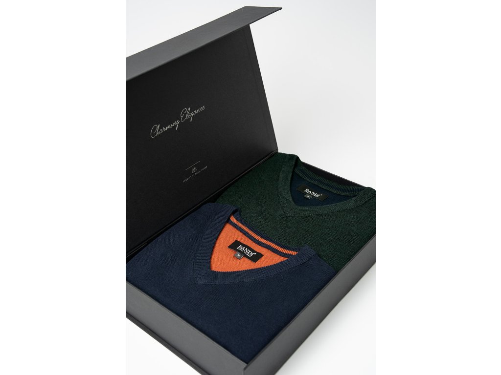 Set pánských svetrů MARCELIO Emerald a Marin, 2 ks v dárkovém boxu