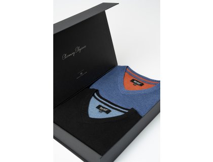 Set pánských svetrů MARCELIO Indaco a Nero, 2 ks v dárkovém boxu