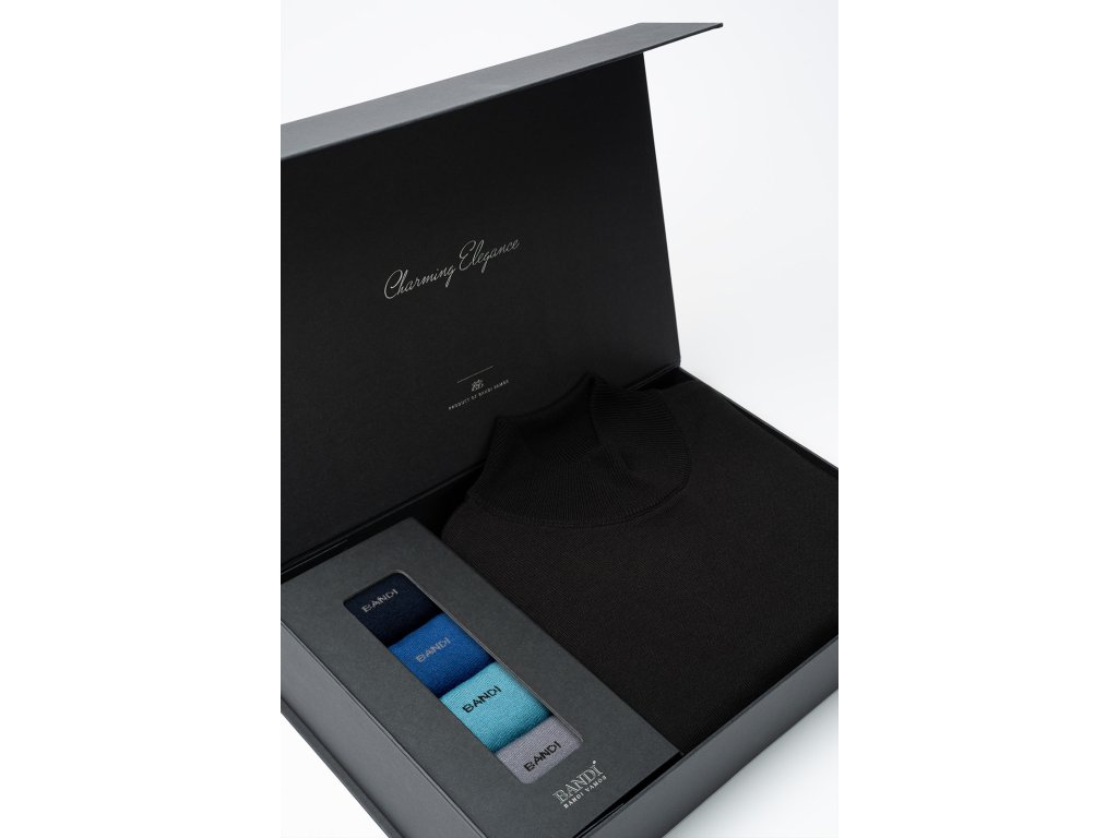 Set pánského roláku SERAFIO Nero a ponožek v dárkovém boxu