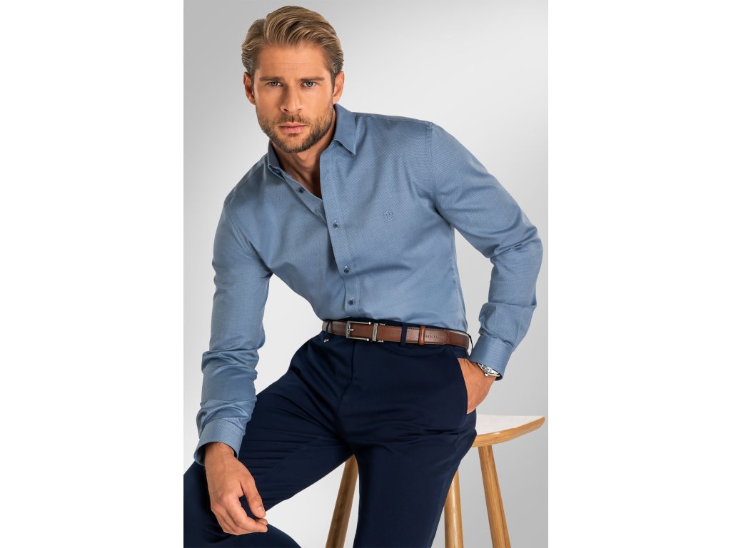 Pánská košile BANDI, model SLIM DIMETRO Indaco