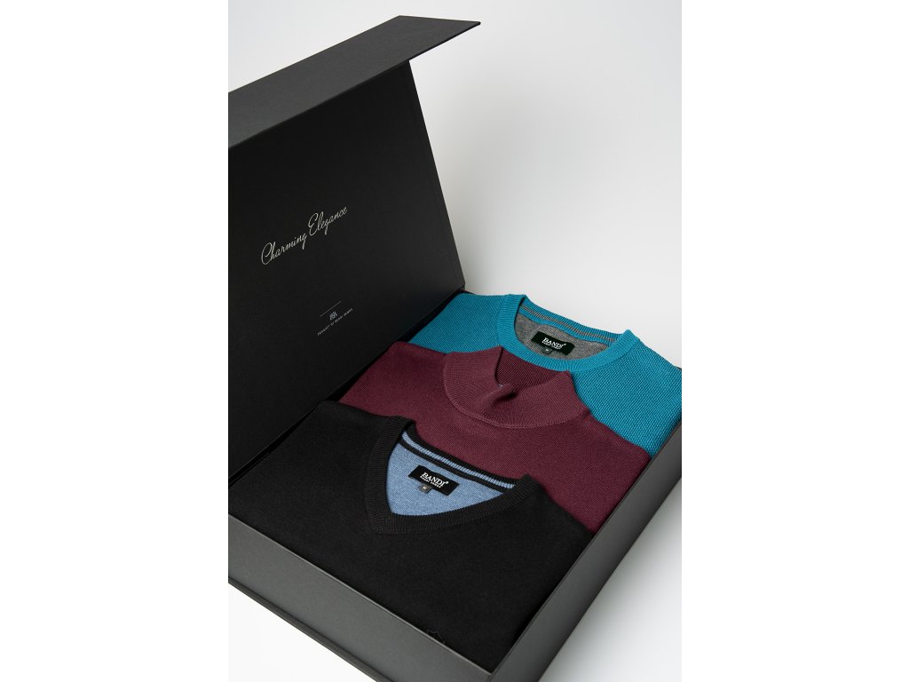 Set pánských svetrů FORTEZIO, 3 ks v dárkovém boxu